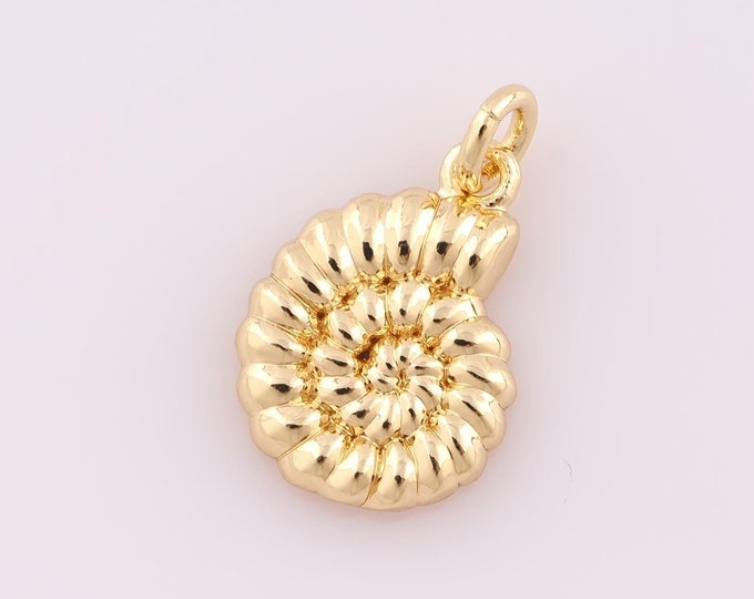 1 pcs Gold Shell Pendant,18K Gold Filled Shell Charm,Shell Charm DIY Bracelet Necklace Jewelry Making Findings Supply