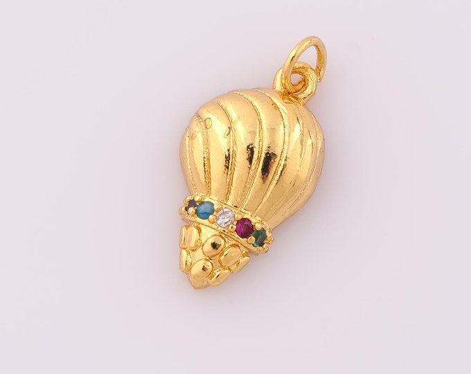 1 pcs Gold CZ Conch Pendant,18K Gold Filled Conch Charm,Conch Charm DIY Bracelet Necklace Jewelry Making Findings Supply