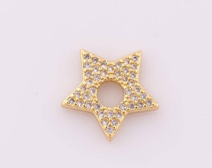 1 pcs Gold CZ Star Pendant,18K Gold Filled Star Charm,Star Charm DIY Bracelet Necklace Jewelry Making Findings Supply