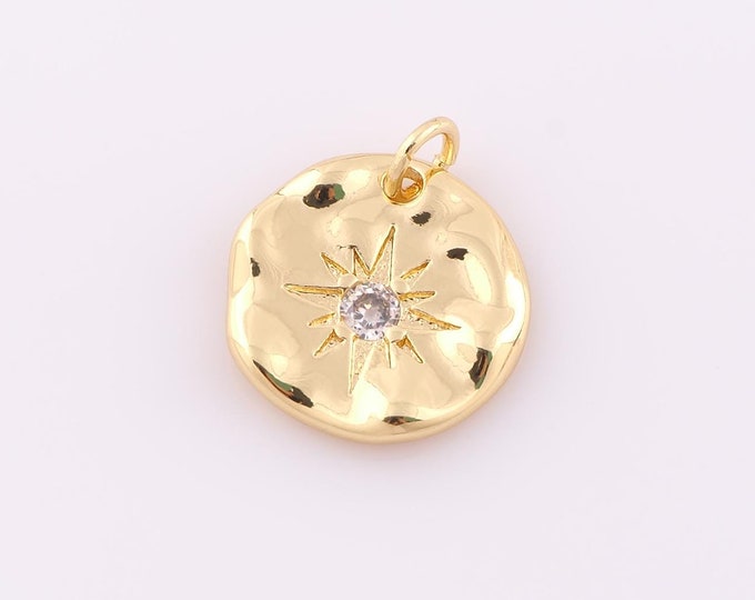 1 pcs Gold CZ North Star Pendant,18K Gold Filled Polaris Charm,North Star Charm DIY Bracelet Necklace Jewelry Making Findings Supply