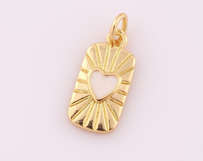 1 pcs Gold Heart Pendant,18K Gold Filled Heart Charm,Enamel Heart Charm DIY Bracelet Necklace Jewelry Making Findings Supply