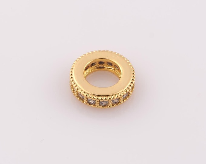 1 pcs 18K Gold Filled Round Flat Spacer Beads,Flat Beads,Round Beads for DIY Jewelry Making Findings Supply