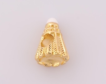 1 pcs 18K Gold Filled Badminton Spacer Beads,Large Hole Beads,Badminton Beads for DIY Jewelry Making Findings Supply