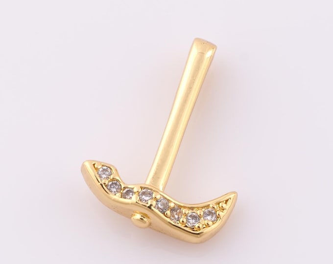 1 pcs Gold CZ Hammer Pendant,18K Gold Filled Hammer Charm,Hammer Charm DIY Bracelet Necklace Jewelry Making Findings Supply