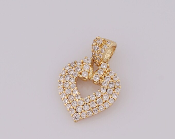 1 pcs Gold Heart Pendant,18K Gold Filled Heart Charm,Heart Charm DIY Bracelet Necklace Jewelry Making Findings Supply