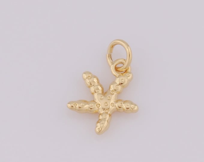 5 pcs Gold Starfish Pendant,18K Gold Filled Starfish Charm,Starfish Charm DIY Bracelet Necklace Jewelry Making Findings Supply