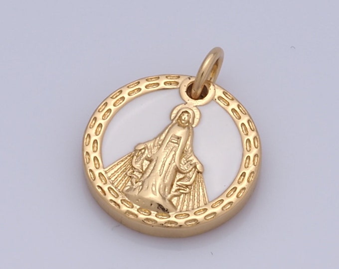 1 pcs Gold Virgin Mary Pendant,18K Gold Filled Catholic Charm,Religion Charm DIY Bracelet Necklace Jewelry Making Findings Supply