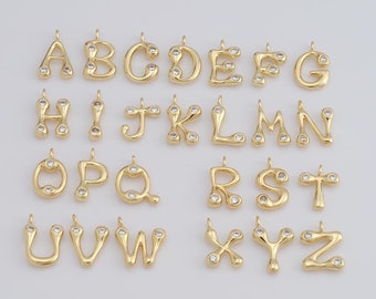 1 pcs Gold CZ 26 Letters Pendant,18K Gold Filled Initial Charm,Letters Charm DIY Bracelet Necklace Jewelry Making Findings Supply
