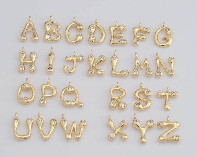 1 pcs Gold CZ 26 Letters Pendant,18K Gold Filled Initial Charm,Letters Charm DIY Bracelet Necklace Jewelry Making Findings Supply