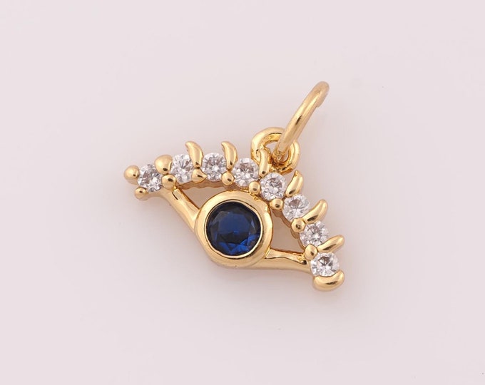 1 pcs Gold CZ Evil Eye Pendant,18K Gold Filled Devil Eye Charm,Eye Charm DIY Bracelet Necklace Jewelry Making Findings Supply