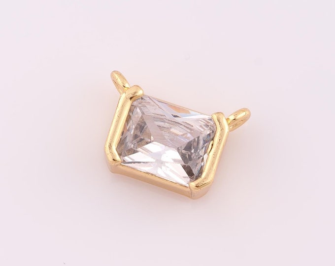 1 pcs Gold CZ Square Pendant,18K Gold Filled Square Charm,Square Charm DIY Bracelet Necklace Jewelry Making Findings Supply