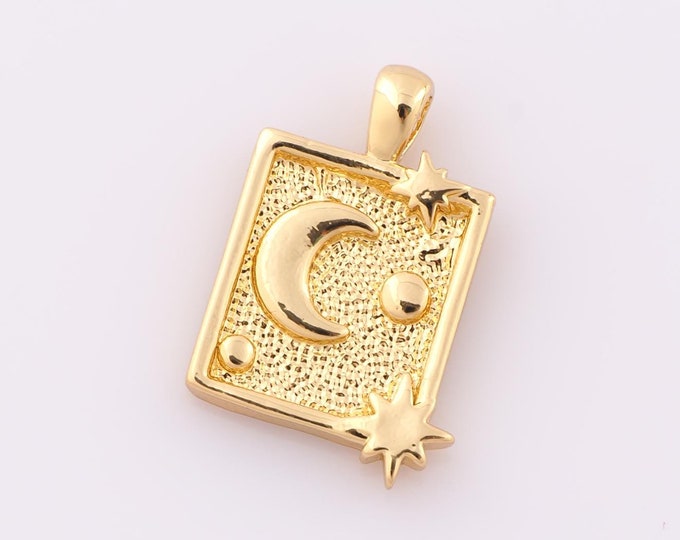 1 pcs Gold Moon Pendant,18K Gold Filled Star Charm,Moon Charm DIY Bracelet Necklace Jewelry Making Findings Supply