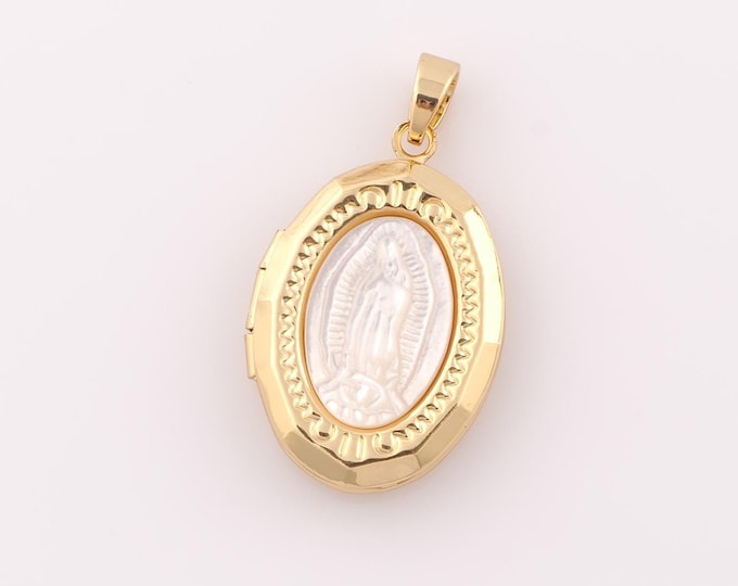 1 pcs Gold Virgin Mary Pendant,18K Gold Filled Photo Frame Charm,Religion Charm DIY Bracelet Necklace Jewelry Making Findings Supply