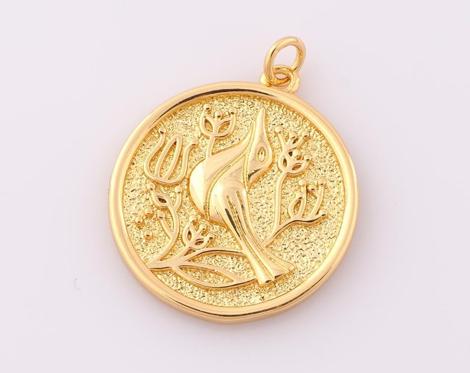 1 pcs Gold Bird Pendant,18K Gold Filled Bird Charm,Bird Charm DIY Bracelet Necklace Jewelry Making Findings Supply