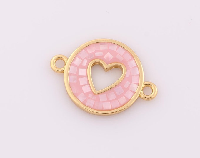 1 pcs Gold Heart Connectors,18K Gold Filled Heart Connectors,Heart Connectors,DIY Bracelet Necklace Jewelry Making Findings Supply