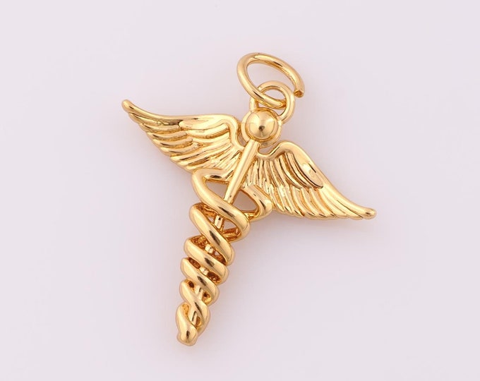 1 pcs Gold Medical Pendant,18K Gold Filled Registered Nurse Charm,Medical Charm DIY Bracelet Necklace Jewelry Making Findings Supply