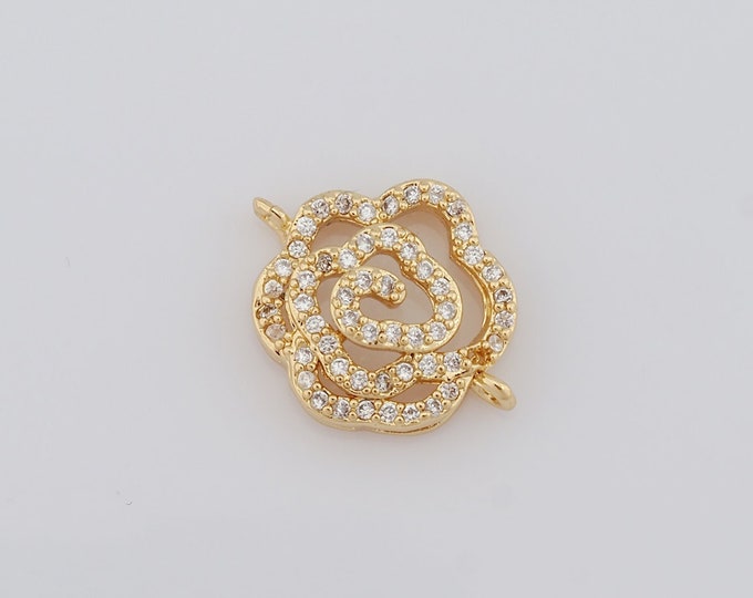 1 pcs Gold Flower Connector,18K Gold Filled Flower Connector,Flower Connector DIY Bracelet Necklace Jewelry Making Findings Supply
