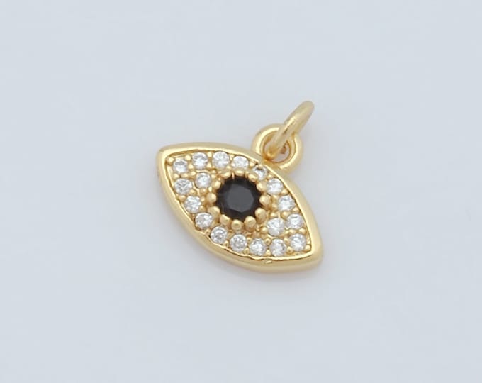 1 pcs Gold Evil Eye Pendant,18K Gold Filled Eye Charms,CZ Eye Charms DIY Bracelet Necklace Jewelry Making Findings Supply