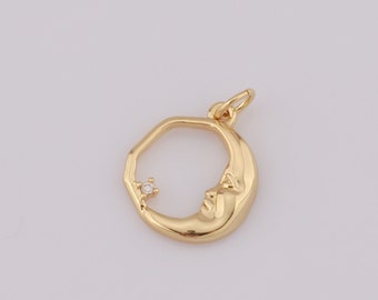 1 pcs Gold Moon Pendant,18K Gold Filled Moon Charm,Moon Charm DIY Bracelet Necklace Jewelry Making Findings Supply