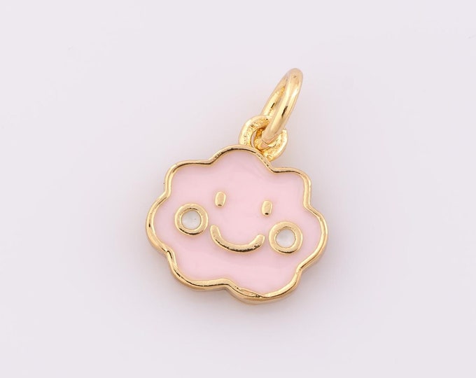 1 pcs Gold Enamel Cloud Pendant,18K Gold Filled Cloud Charm,Cloud Charm DIY Bracelet Necklace Jewelry Making Findings Supply