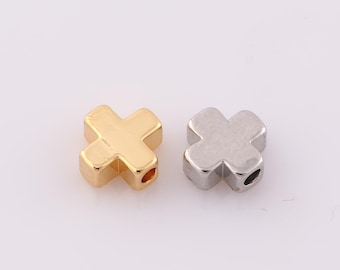 5 pcs 18K Gold Filled Cross Spacer Beads,Gold Religion Beads,Christian Beads for DIY Jewelry Making Findings Supply