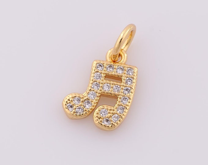 1 pcs Gold CZ Musical Symbol Pendant,18K Gold Filled Symbol Charm,Musical Symbol Charm DIY Bracelet Necklace Jewelry Making Findings Supply