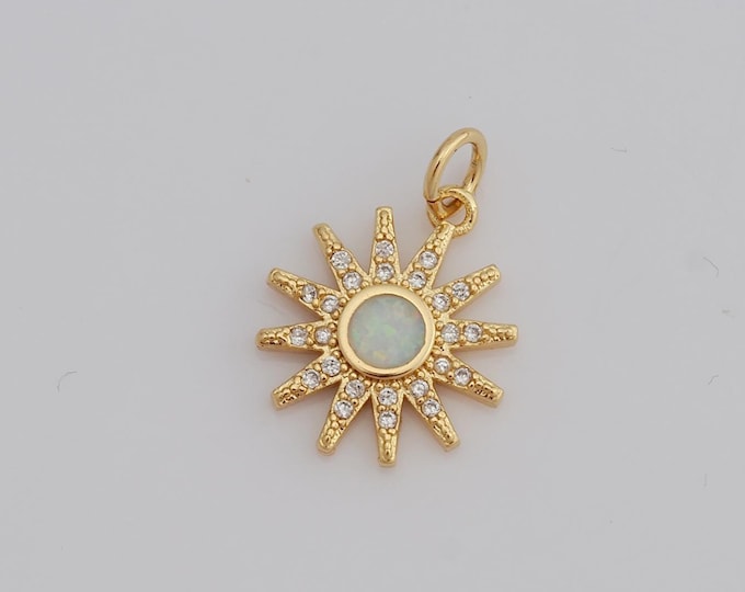1 pcs Gold CZ Sun Pendant,18K Gold Filled Sun Charm,Sun Charm DIY Bracelet Necklace Jewelry Making Findings Supply