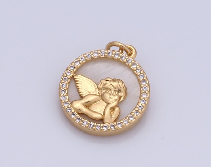 1 pcs Gold Cupid Pendant,18K Gold Filled Cupid Charm,Fritillary Cupid Charm DIY Bracelet Necklace Jewelry Making Findings Supply