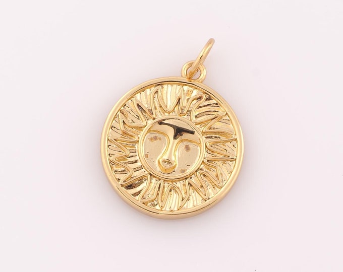 1 pcs Gold Sun Pendant,18K Gold Filled Sun Charm,Sun Charm DIY Bracelet Necklace Jewelry Making Findings Supply