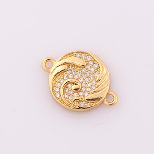 1 pcs Gold CZ Ocean Wave Connector,18K Gold Filled Ocean Wave Connector,DIY Bracelet Necklace Jewelry Making Findings Supply