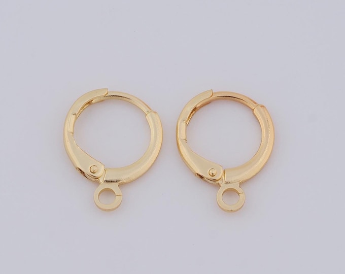 5 pair 18K Gold Filled Hoop Huggie Earring Hooks,Round Dangle Tarnish Resistant Lever Back Earring Hooks Earwire for Jewelry Making Supplies