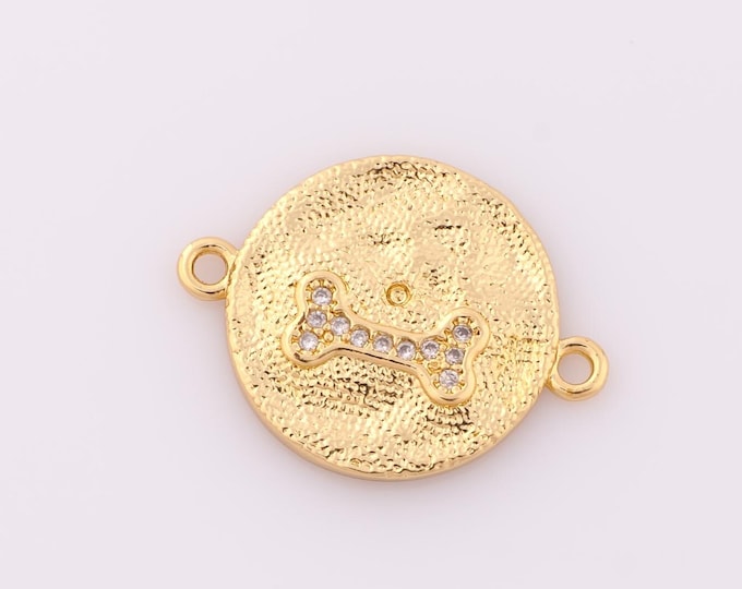 1 pcs Gold CZ Dog Bone Connectors,18K Gold Filled Dog Bone Connectors,DIY Bracelet Necklace Jewelry Making Findings Supply