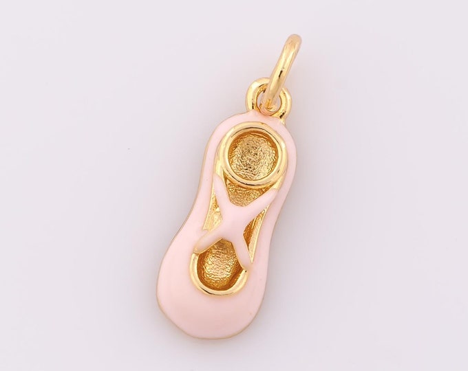 1 pcs Gold Enamel Shoe Pendant,18K Gold Filled Shoe Charm,Shoe Charm DIY Bracelet Necklace Jewelry Making Findings Supply