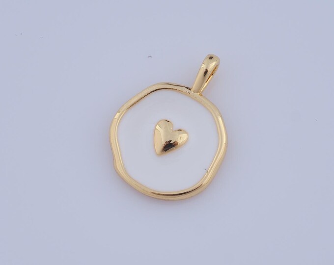 1 pcs Gold Enamel Heart Pendant,18K Gold Filled Heart Charm,Heart Charm DIY Bracelet Necklace Jewelry Making Findings Supply