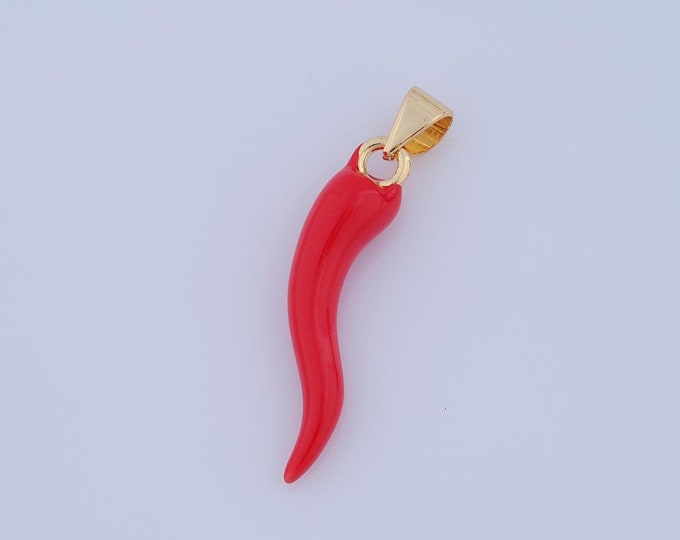 1 pcs Gold Enamel Chili Pendant,18K Gold Filled Chili Charm,Chili Charm DIY Bracelet Necklace Jewelry Making Findings Supply
