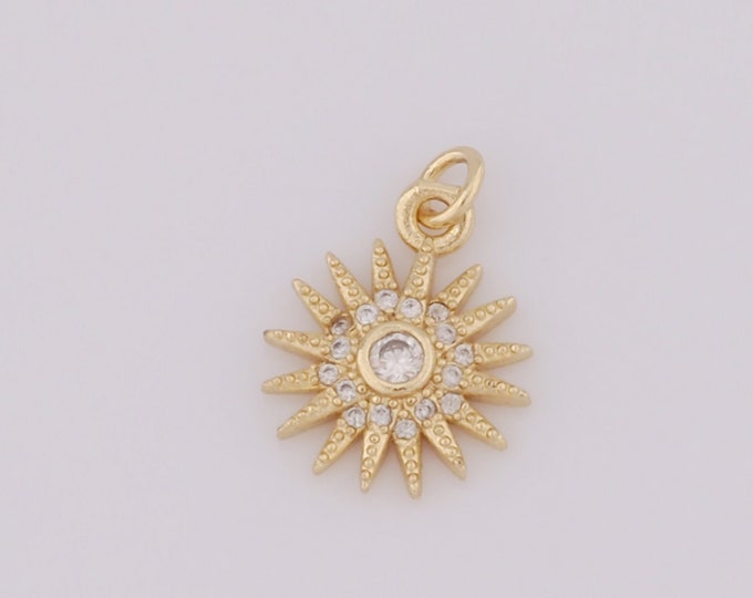 1 pcs Gold Sun Pendant,18K Gold Filled Sun Charm,Sun Charm DIY Bracelet Necklace Jewelry Making Findings Supply