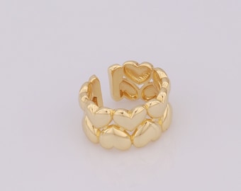 1 pcs Dainty Heart Rings,18K Gold Filled Open Rings,Wide Rings,Gift for Her