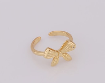 1 pcs Dainty Bow Rings,18K Gold Filled Thin Gold Rings,Open Rings,Gift for Her
