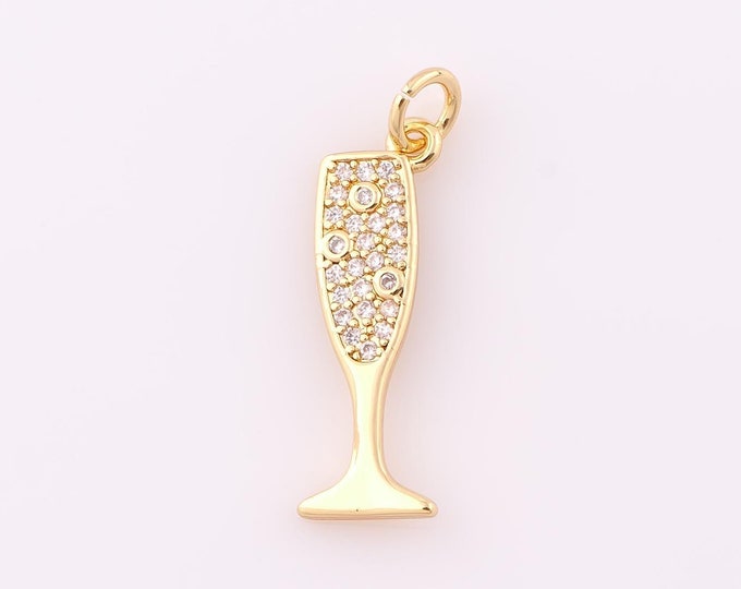 1 pcs Gold CZ Goblet Pendant,18K Gold Filled Goblet Charm,Goblet Charm DIY Bracelet Necklace Jewelry Making Findings Supply
