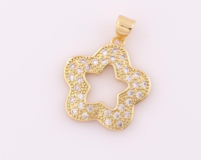 1 pcs Gold CZ Star Pendant,18K Gold Filled Star Charm,Star Charm DIY Bracelet Necklace Jewelry Making Findings Supply