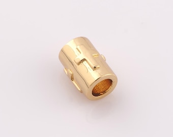 1 pcs 18K Gold Filled Round Tube Spacer Beads,Cross Beads,Round Beads for DIY Jewelry Making Findings Supply