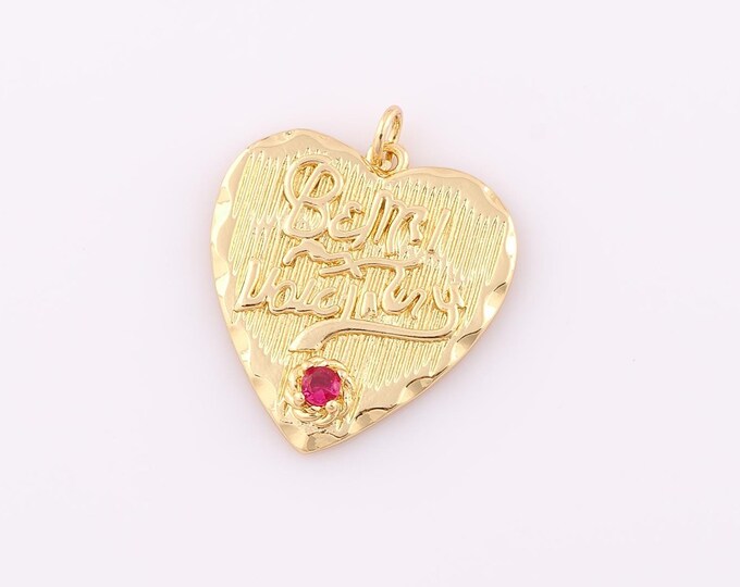 1 pcs Gold CZ Heart Pendant,18K Gold Filled Letter Charm,Heart Charm DIY Bracelet Necklace Jewelry Making Findings Supply