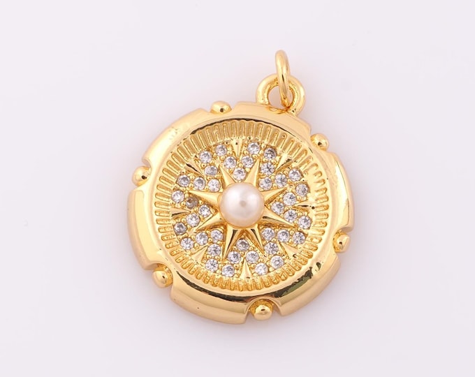 1 pcs Gold CZ Polaris Pendant,18K Gold Filled North Star Charm,Polaris Charm DIY Bracelet Necklace Jewelry Making Findings Supply