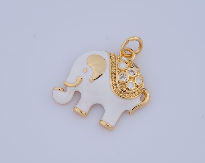 1 pcs Gold CZ Elephant Pendant,18K Gold Filled Elephant Charm,Elephant Charm DIY Bracelet Necklace Jewelry Making Findings Supply