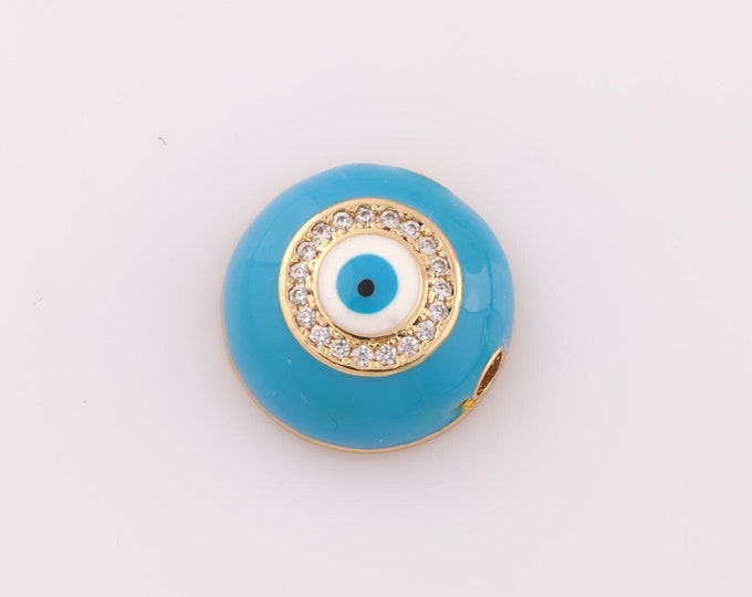 1 pcs 18K Gold Filled Evil Eye Spacer Beads,Devil Eye Beads,Eye Beads for DIY Jewelry Making Findings Supply