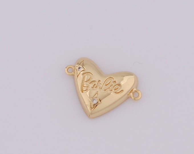 1 pcs Gold CZ Heart Connector,18K Gold Filled Heart Connector,Heart Connector DIY Bracelet Necklace Jewelry Making Findings Supply