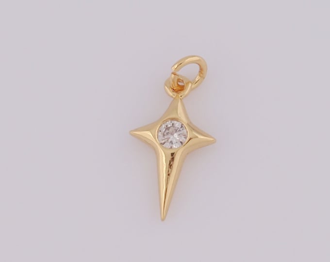 5 pcs Gold CZ Cross Star Pendant,18K Gold Filled Cross Star Charm,Cross Star Charm DIY Bracelet Necklace Jewelry Making Findings Supply