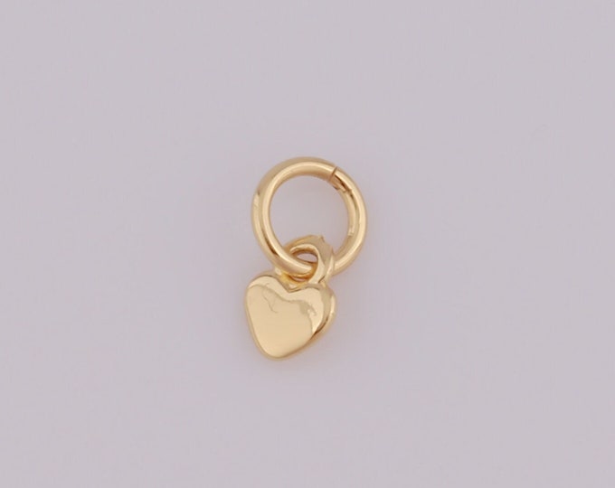 5 pcs Gold Heart Pendant,18K Gold Filled Heart Charms,Heart Charm for DIY Bracelet Necklace Jewelry Making Findings Supply