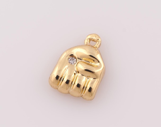 1 pcs Gold CZ Fist Pendant,18K Gold Filled Fist Charm,Fist Charm DIY Bracelet Necklace Jewelry Making Findings Supply