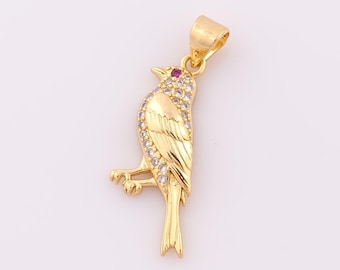 1 pcs Gold CZ Bird Pendant,18K Gold Filled Bird Charm,Bird Charm DIY Bracelet Necklace Jewelry Making Findings Supply